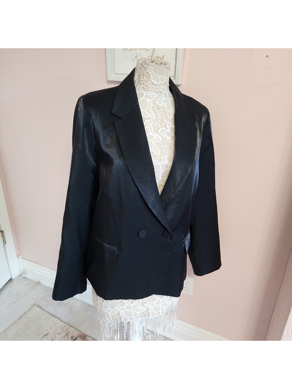 J.Crew Women's Black Satin Blazer Size 18
